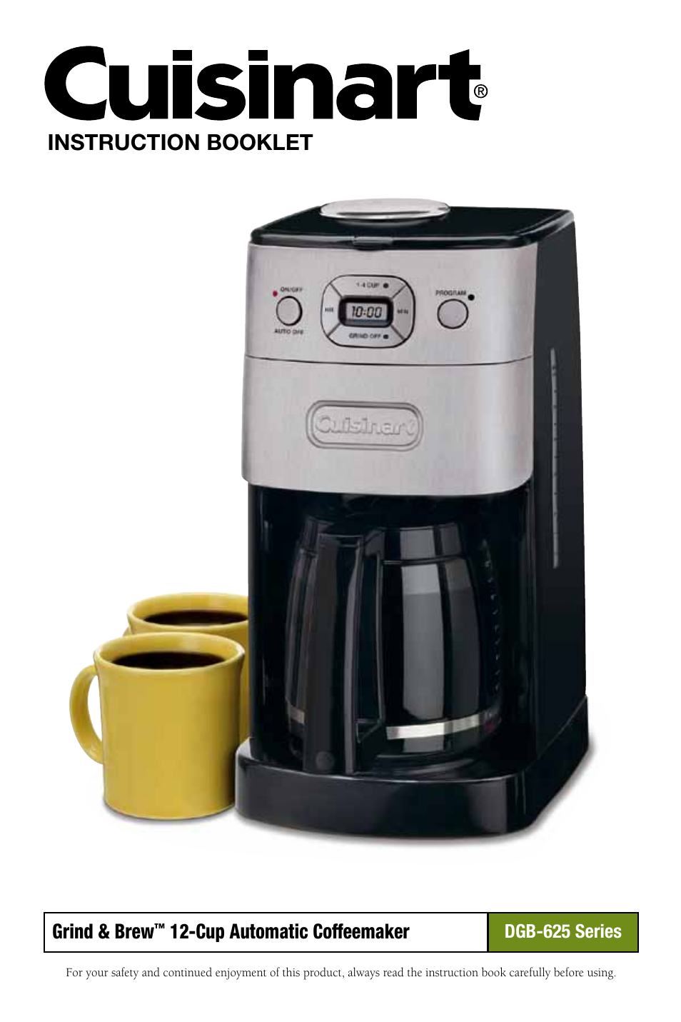 Cuisinart Grind & Brew 12-Cup Automatic Coffeemaker DGB-625 User Manual | 12 pages