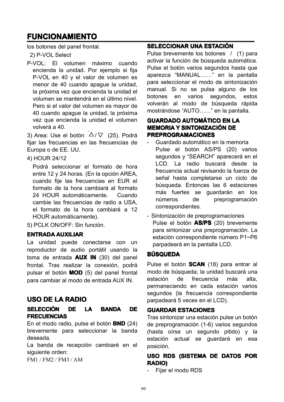 Funcionamiento | Lenco CS-351 BT User Manual | Page 100 / 111