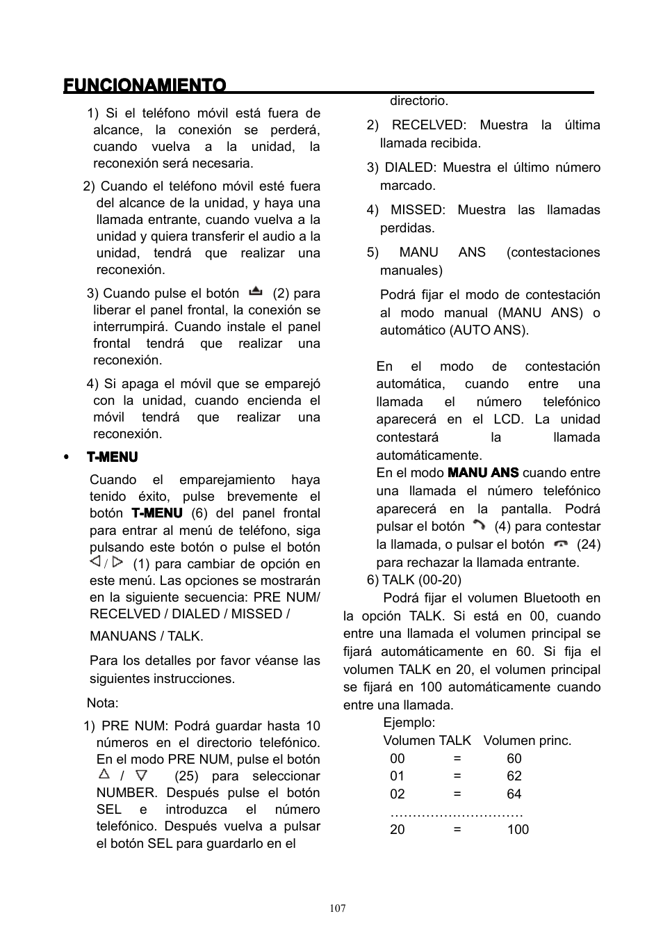 Funcionamiento | Lenco CS-351 BT User Manual | Page 108 / 111