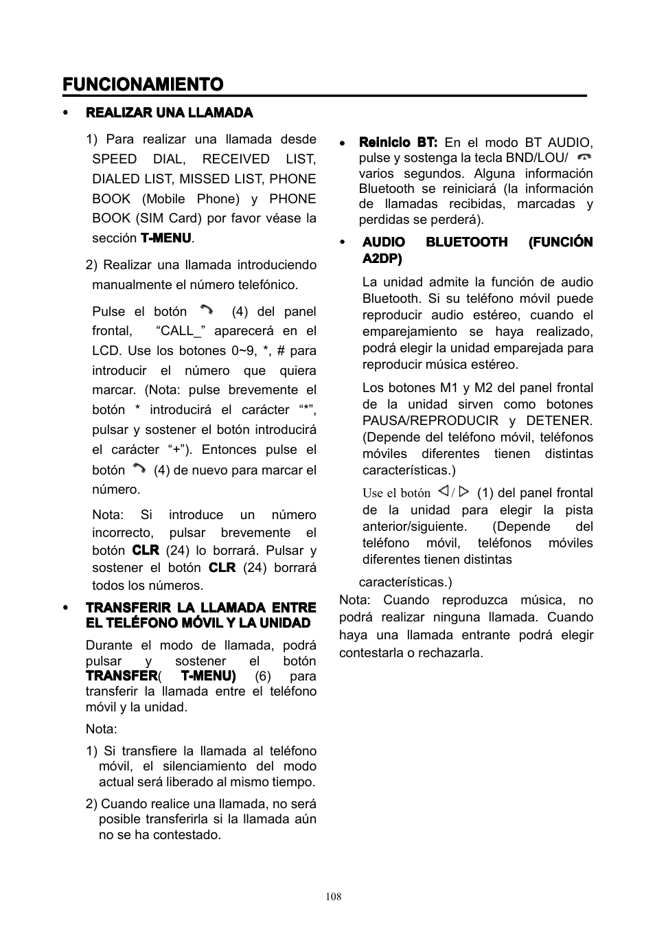 Funcionamiento | Lenco CS-351 BT User Manual | Page 109 / 111