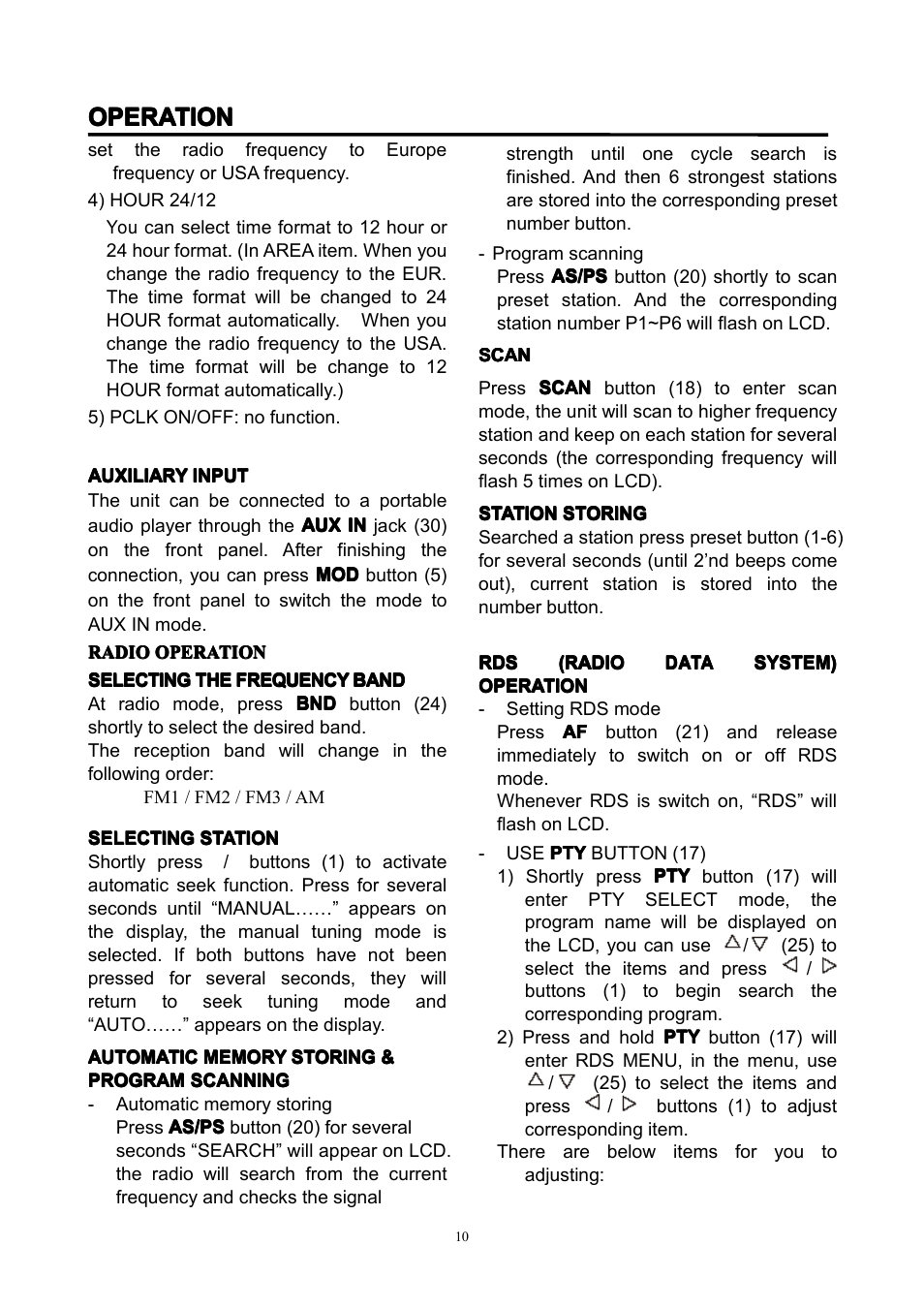 Operation | Lenco CS-351 BT User Manual | Page 11 / 111