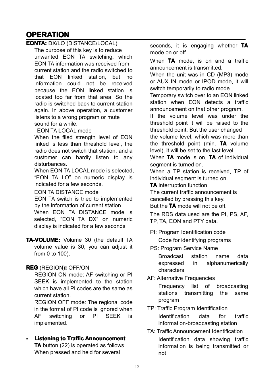 Operation | Lenco CS-351 BT User Manual | Page 13 / 111