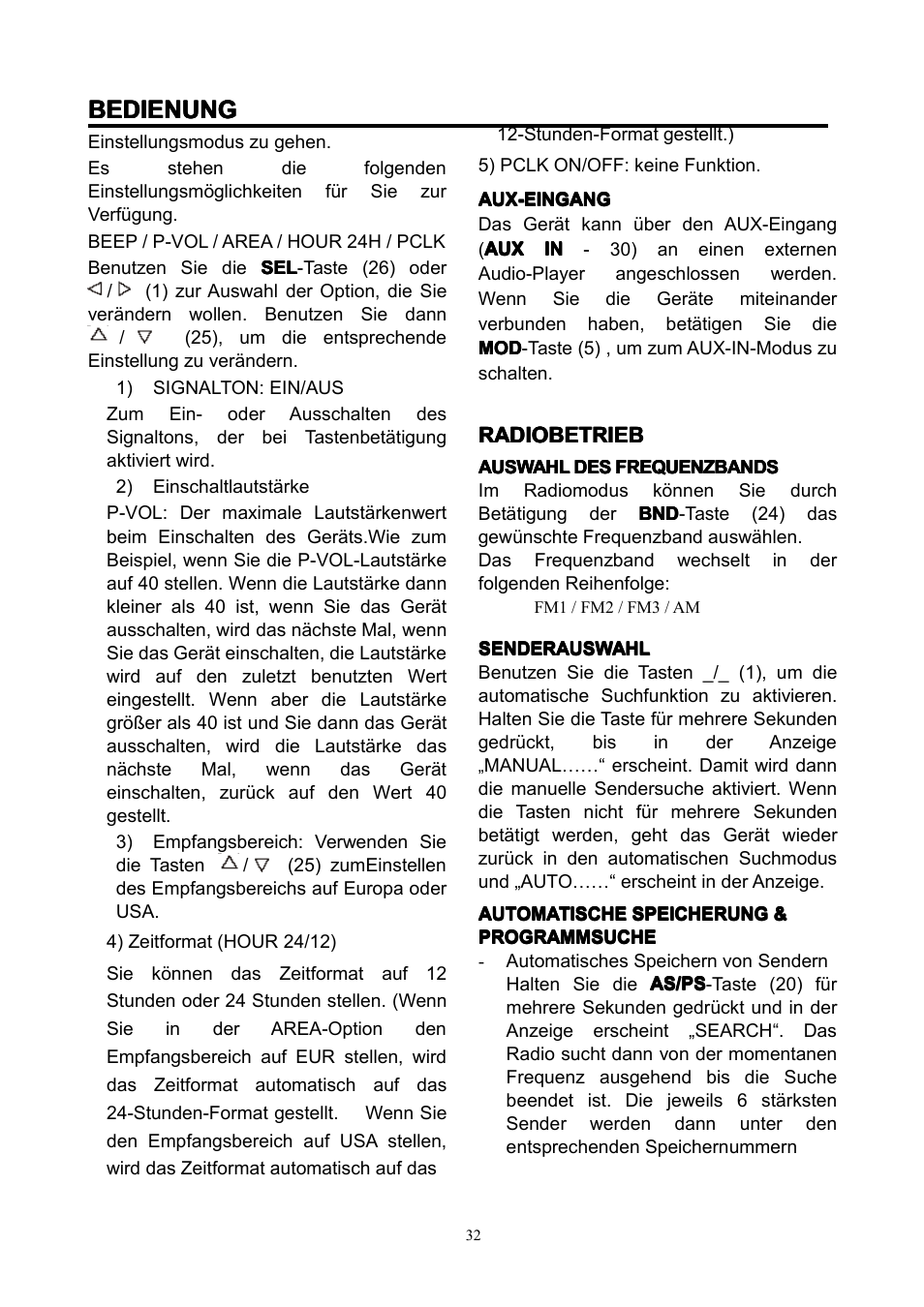 Bedienung | Lenco CS-351 BT User Manual | Page 33 / 111