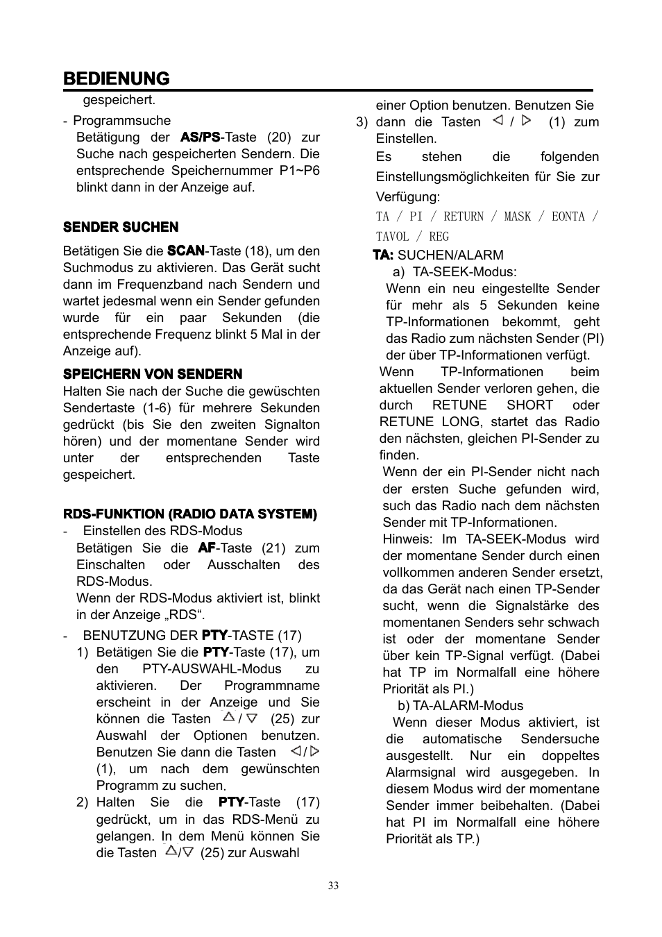 Bedienung | Lenco CS-351 BT User Manual | Page 34 / 111