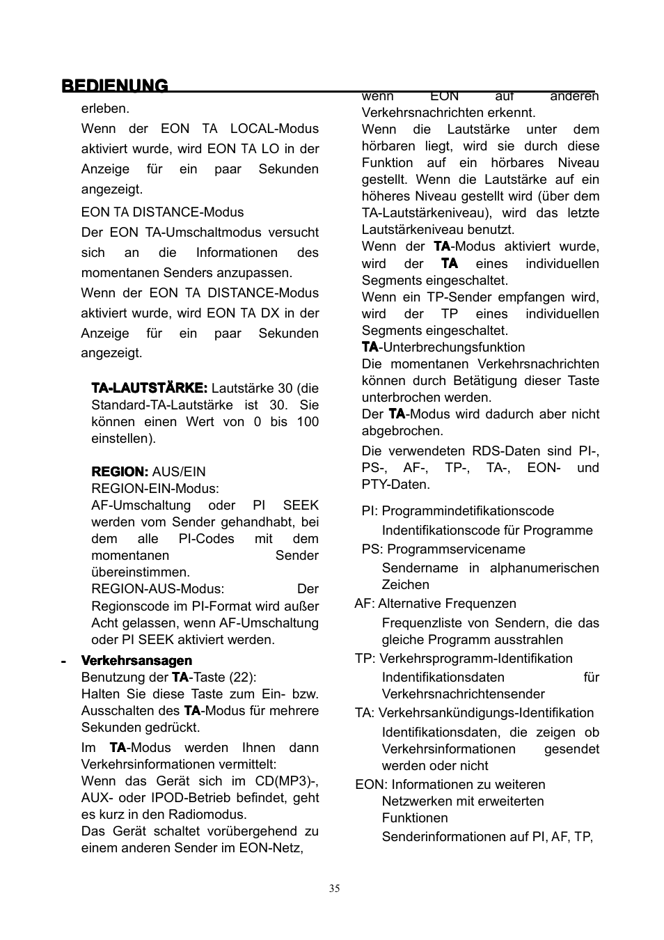 Bedienung | Lenco CS-351 BT User Manual | Page 36 / 111