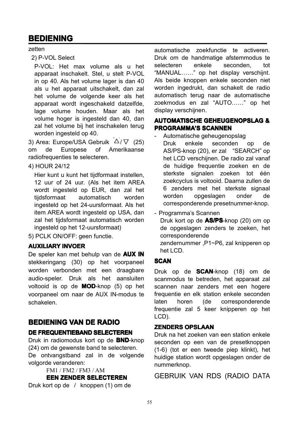 Bediening | Lenco CS-351 BT User Manual | Page 56 / 111