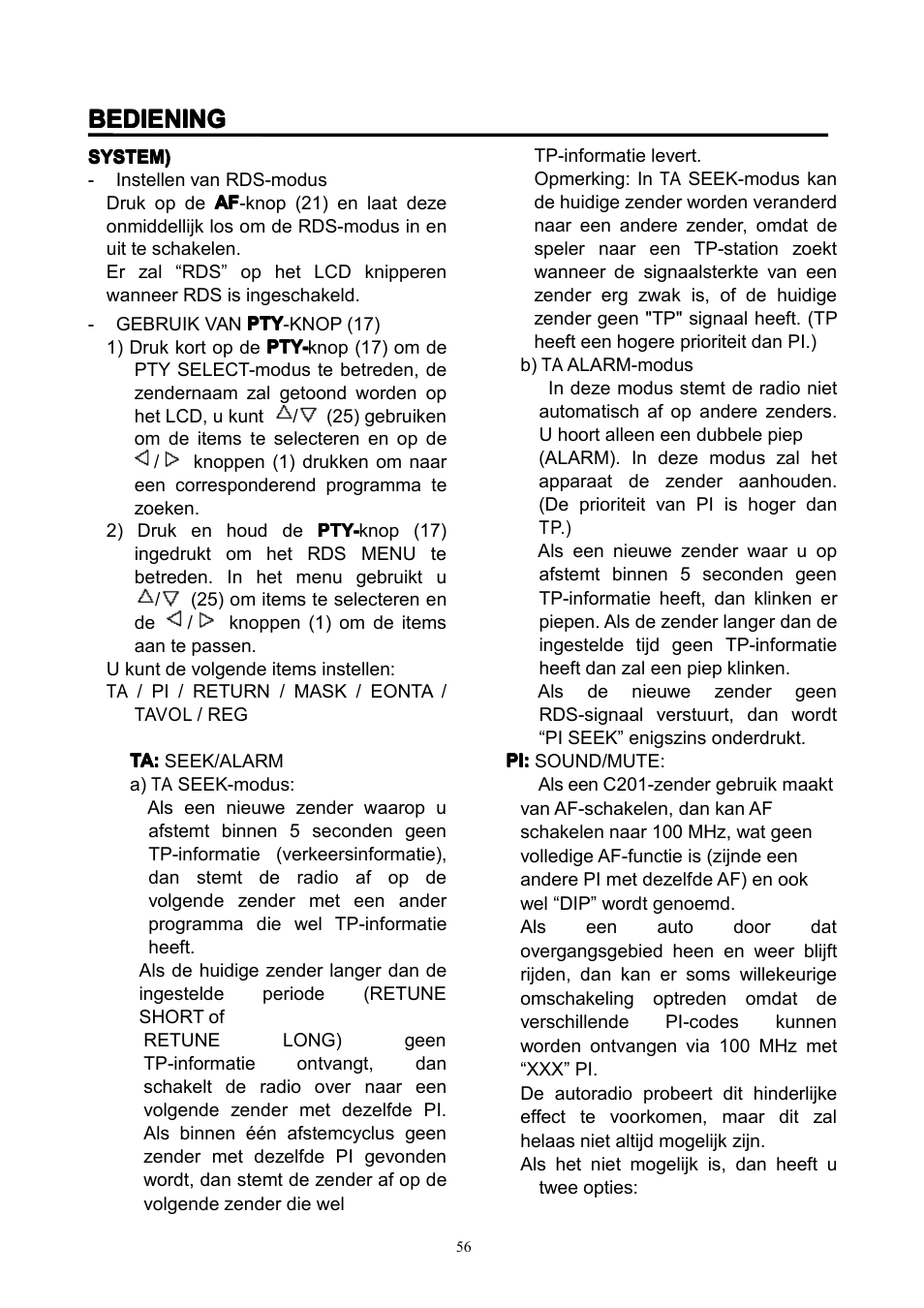 Bediening | Lenco CS-351 BT User Manual | Page 57 / 111