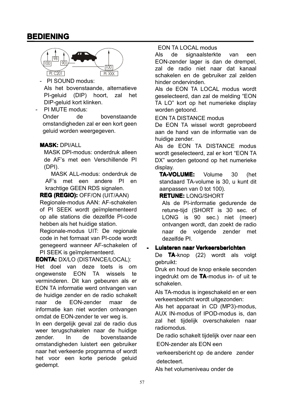 Bediening | Lenco CS-351 BT User Manual | Page 58 / 111