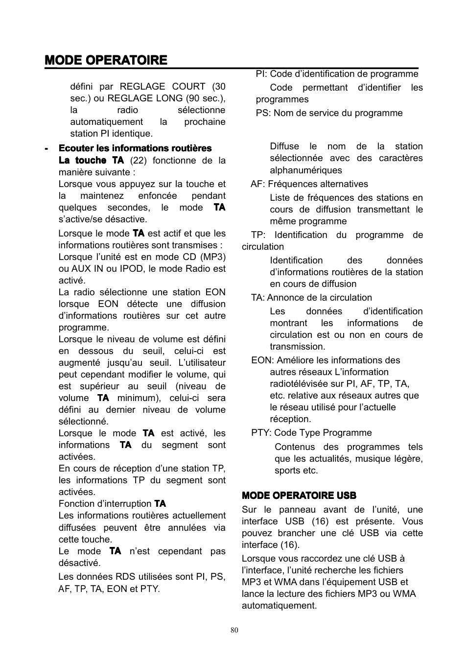 Mode | Lenco CS-351 BT User Manual | Page 81 / 111