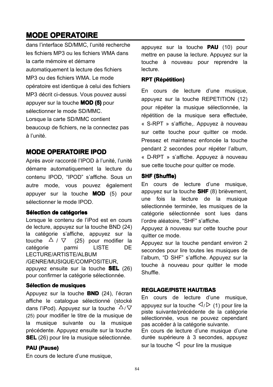 Mode | Lenco CS-351 BT User Manual | Page 85 / 111