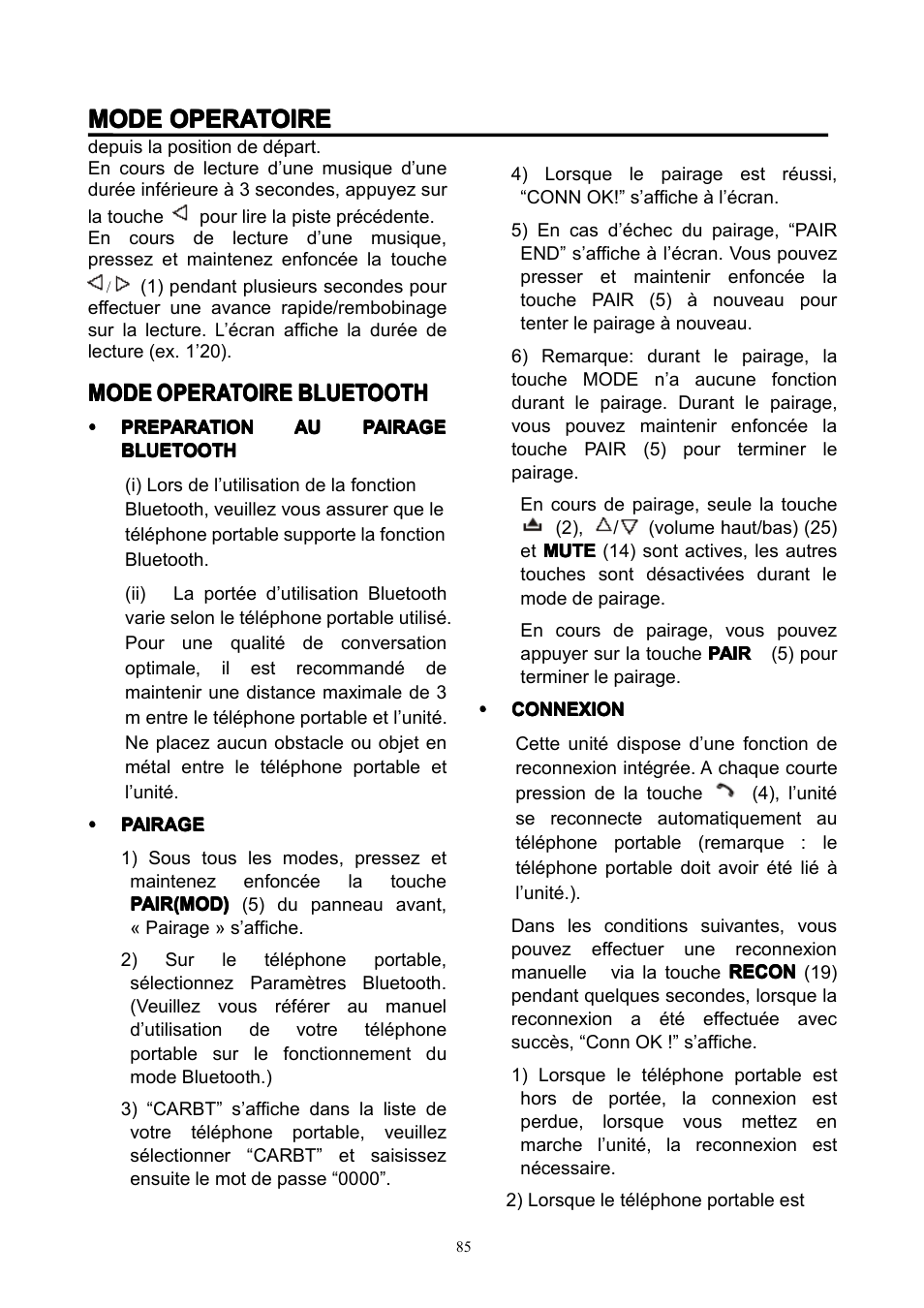 Mode | Lenco CS-351 BT User Manual | Page 86 / 111