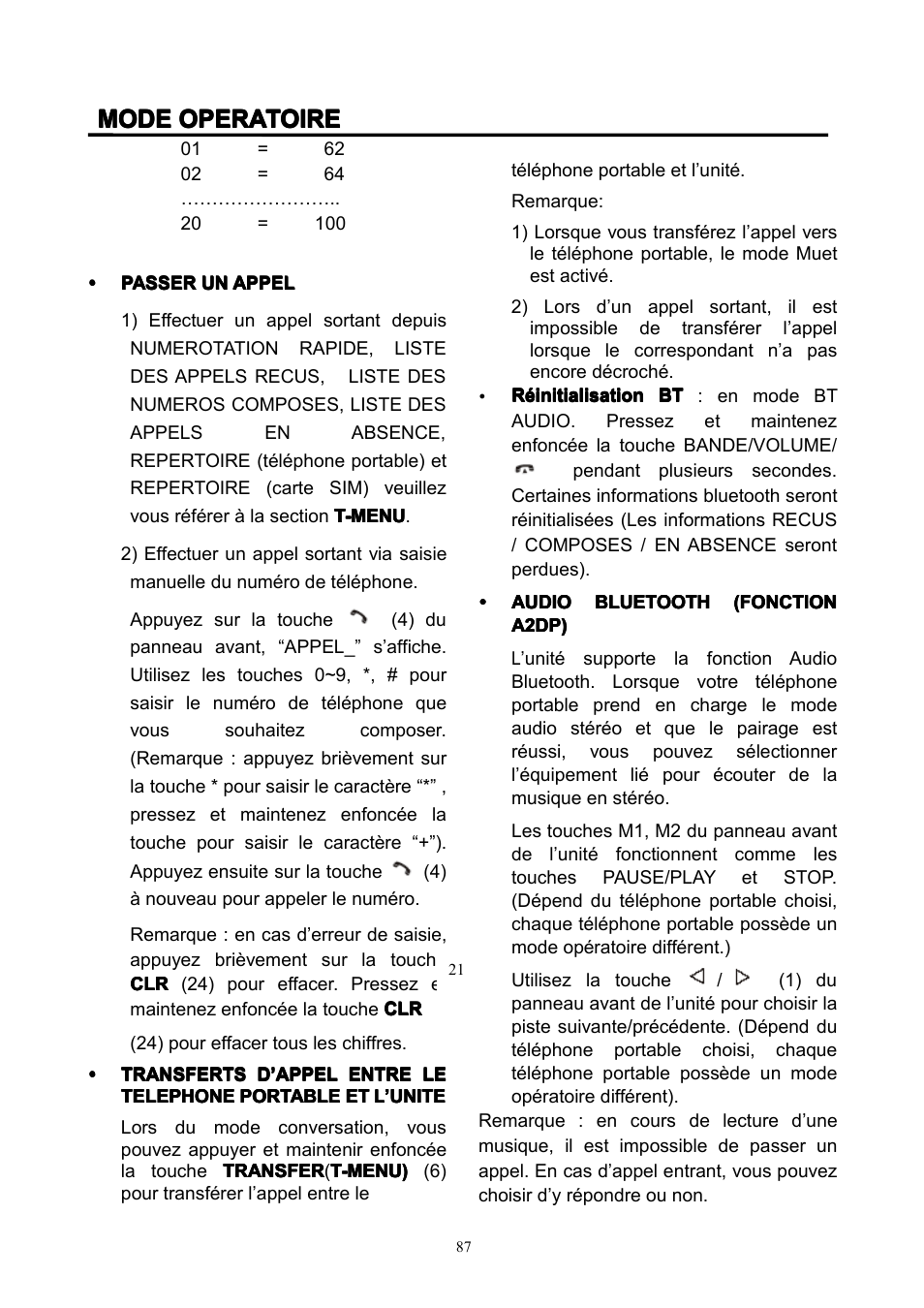 Mode | Lenco CS-351 BT User Manual | Page 88 / 111