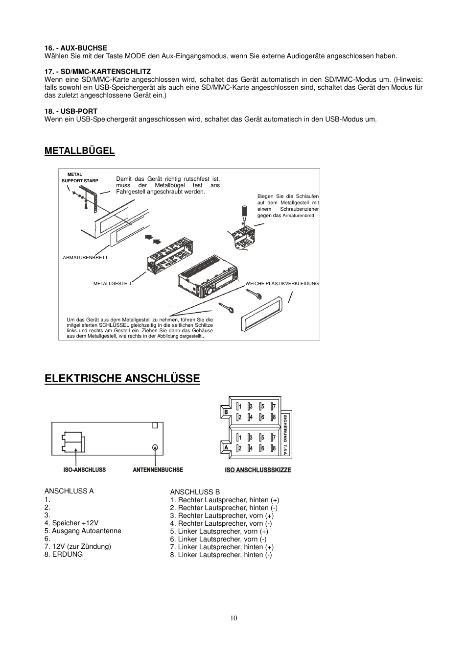 Elektrische anschlüsse | Lenco CS-410 User Manual | Page 11 / 34