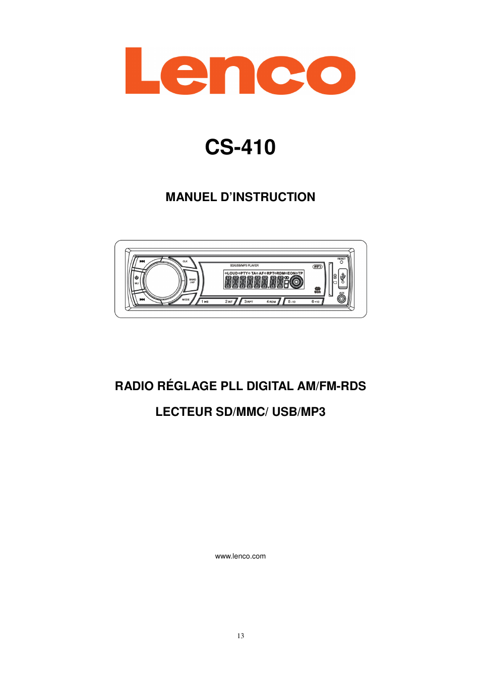 Cs-410 | Lenco CS-410 User Manual | Page 14 / 34