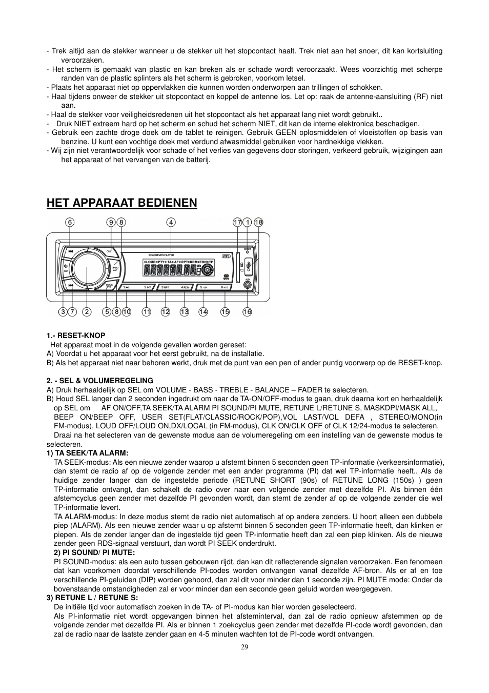 Het apparaat bedienen | Lenco CS-410 User Manual | Page 30 / 34