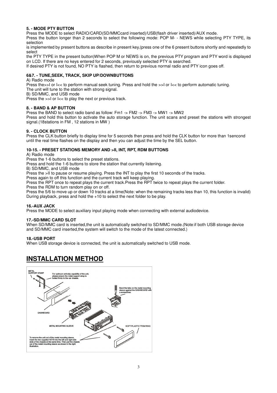 Installation method | Lenco CS-410 User Manual | Page 4 / 34