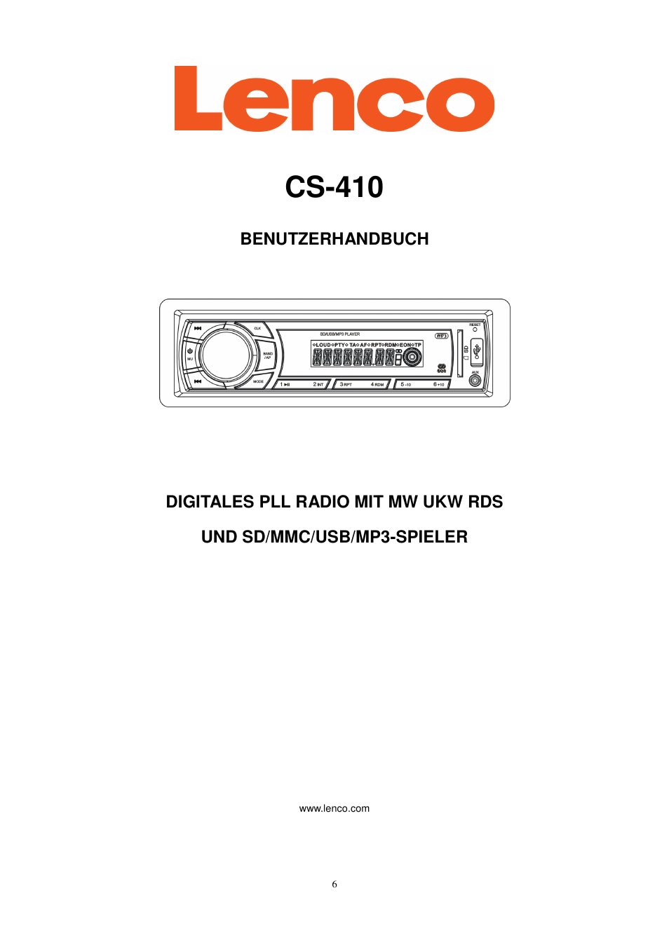 Cs-410 | Lenco CS-410 User Manual | Page 7 / 34