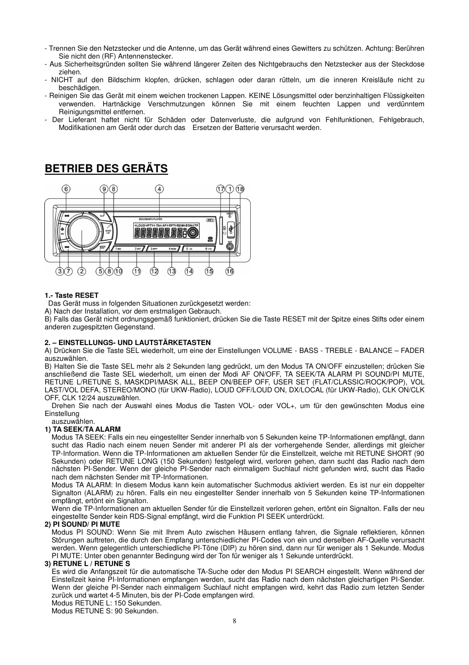 Betrieb des geräts | Lenco CS-410 User Manual | Page 9 / 34