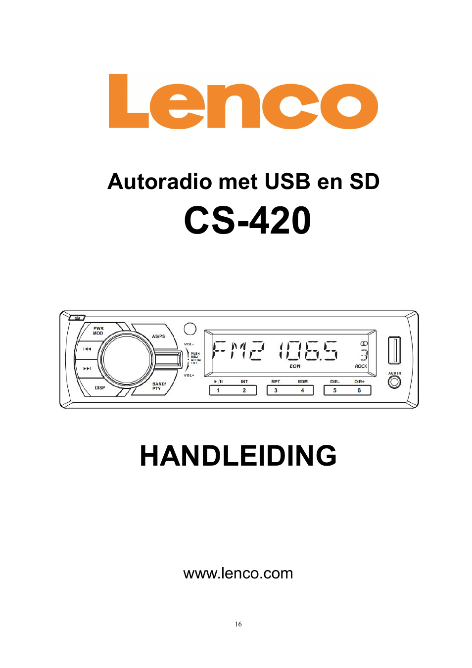 Cs-420, Handleiding | Lenco CS-420 User Manual | Page 16 / 80