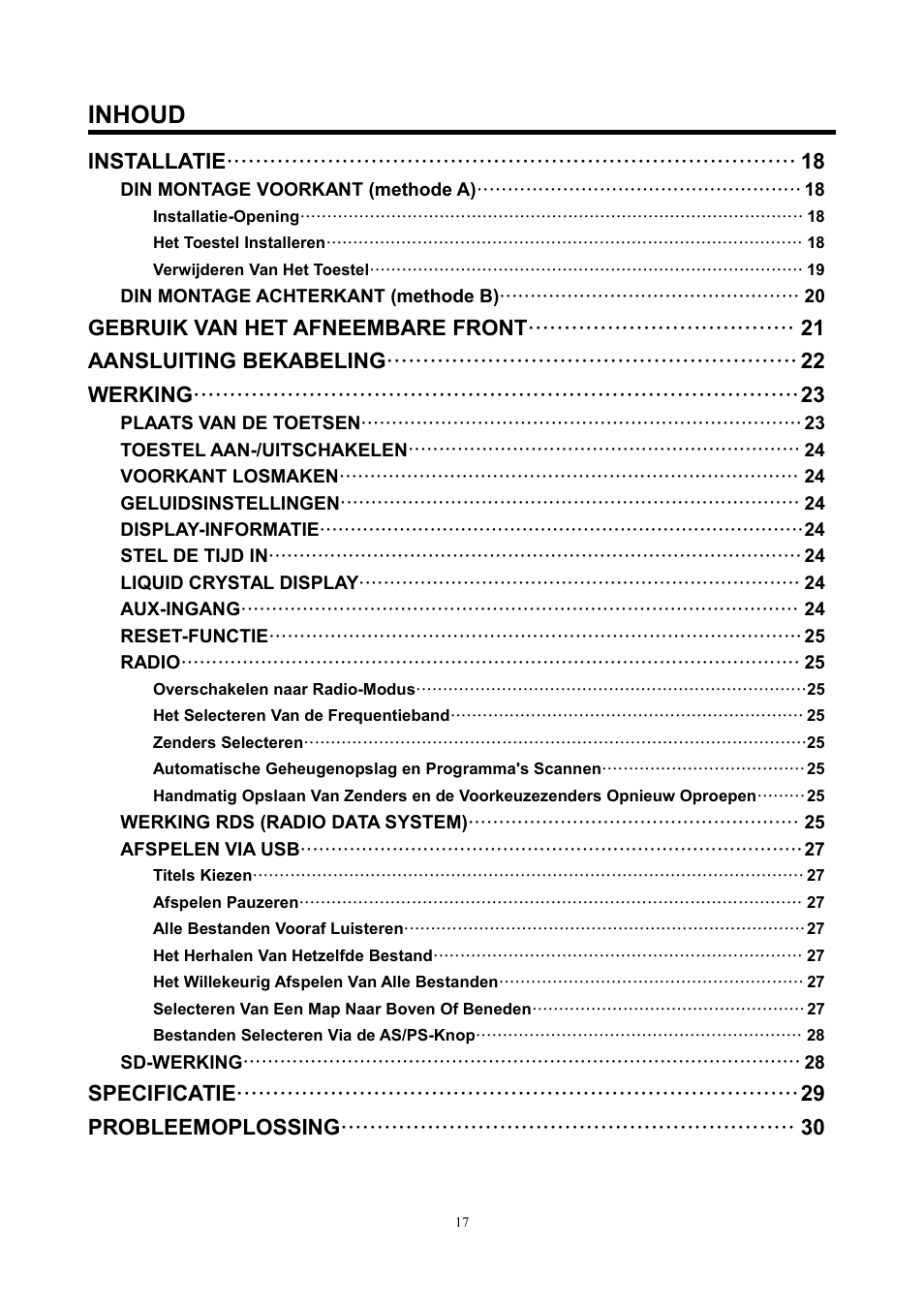Inhoud | Lenco CS-420 User Manual | Page 17 / 80