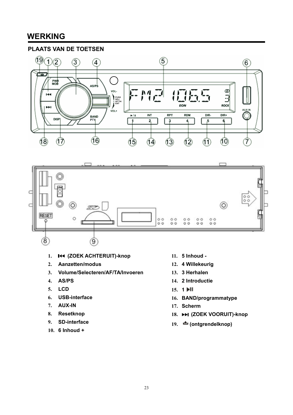 Werking | Lenco CS-420 User Manual | Page 23 / 80