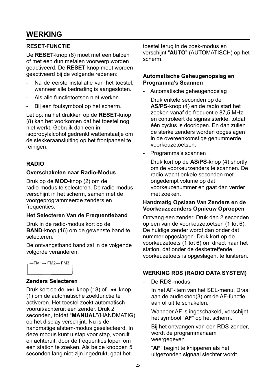 Werking | Lenco CS-420 User Manual | Page 25 / 80