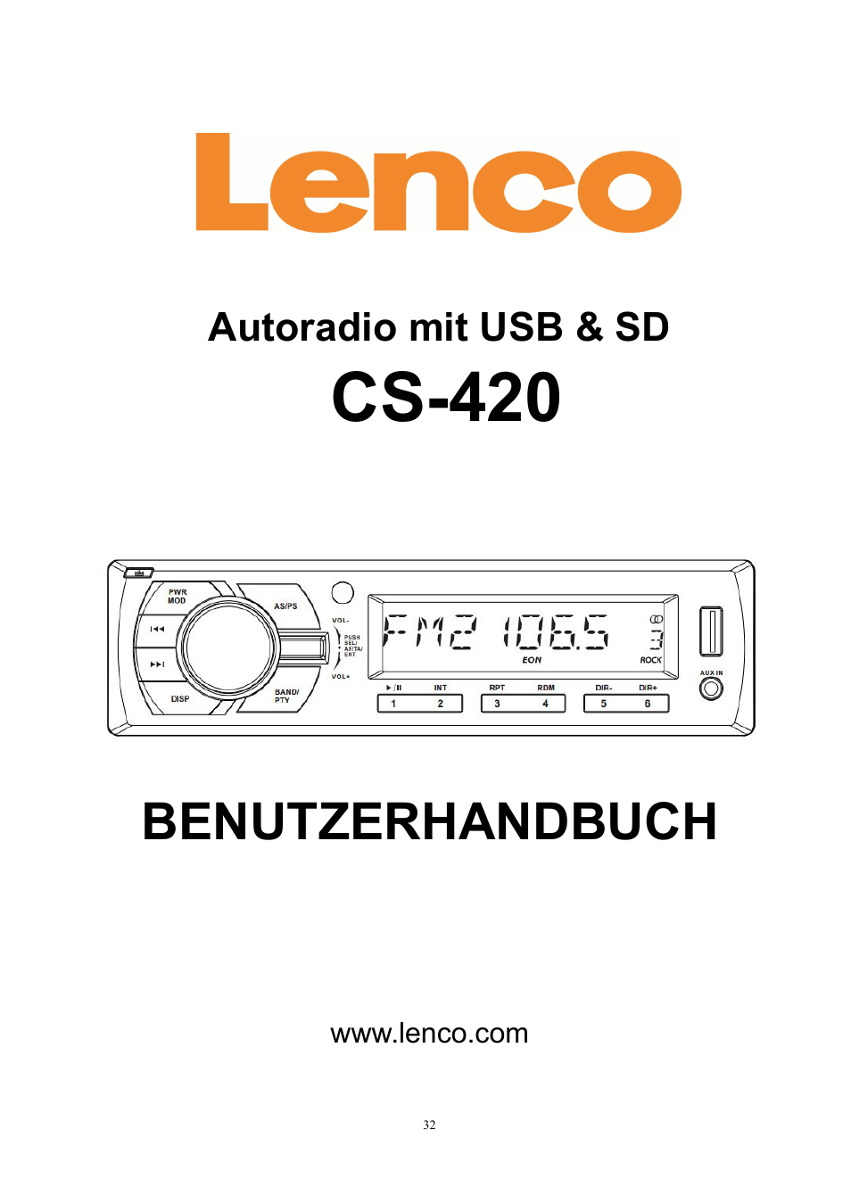 Cs-420, Benutzerhandbuch | Lenco CS-420 User Manual | Page 32 / 80