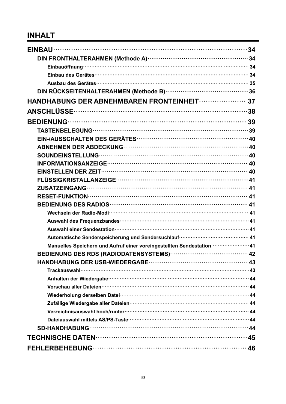 Inhalt | Lenco CS-420 User Manual | Page 33 / 80