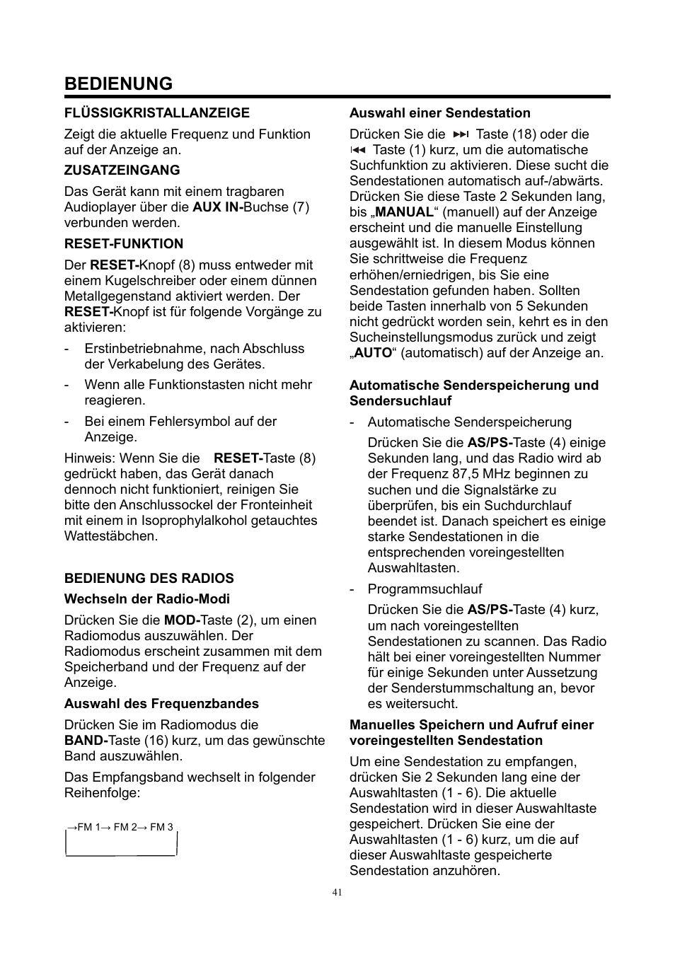 Bedienung | Lenco CS-420 User Manual | Page 41 / 80