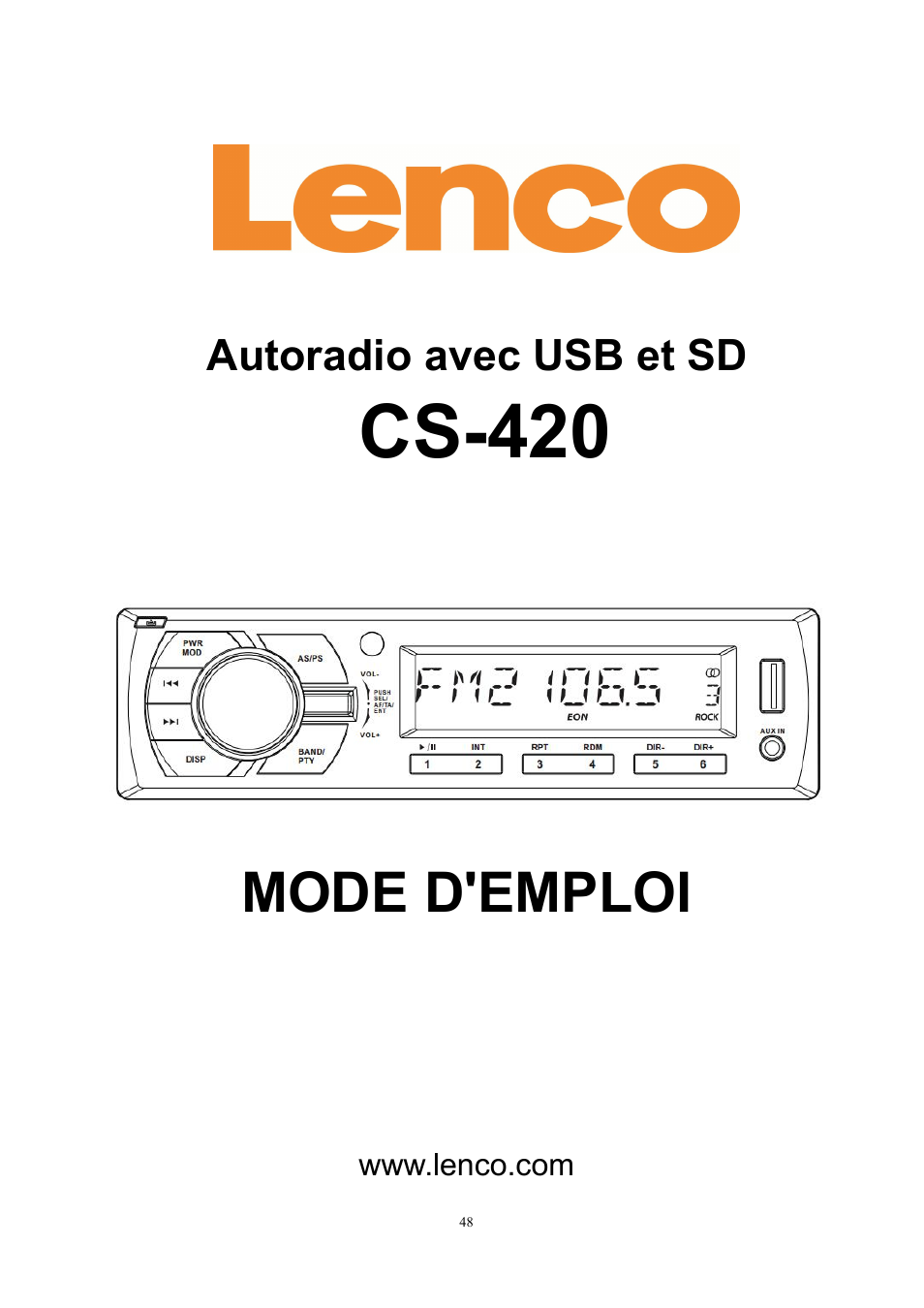 Cs-420, Mode d'emploi | Lenco CS-420 User Manual | Page 48 / 80