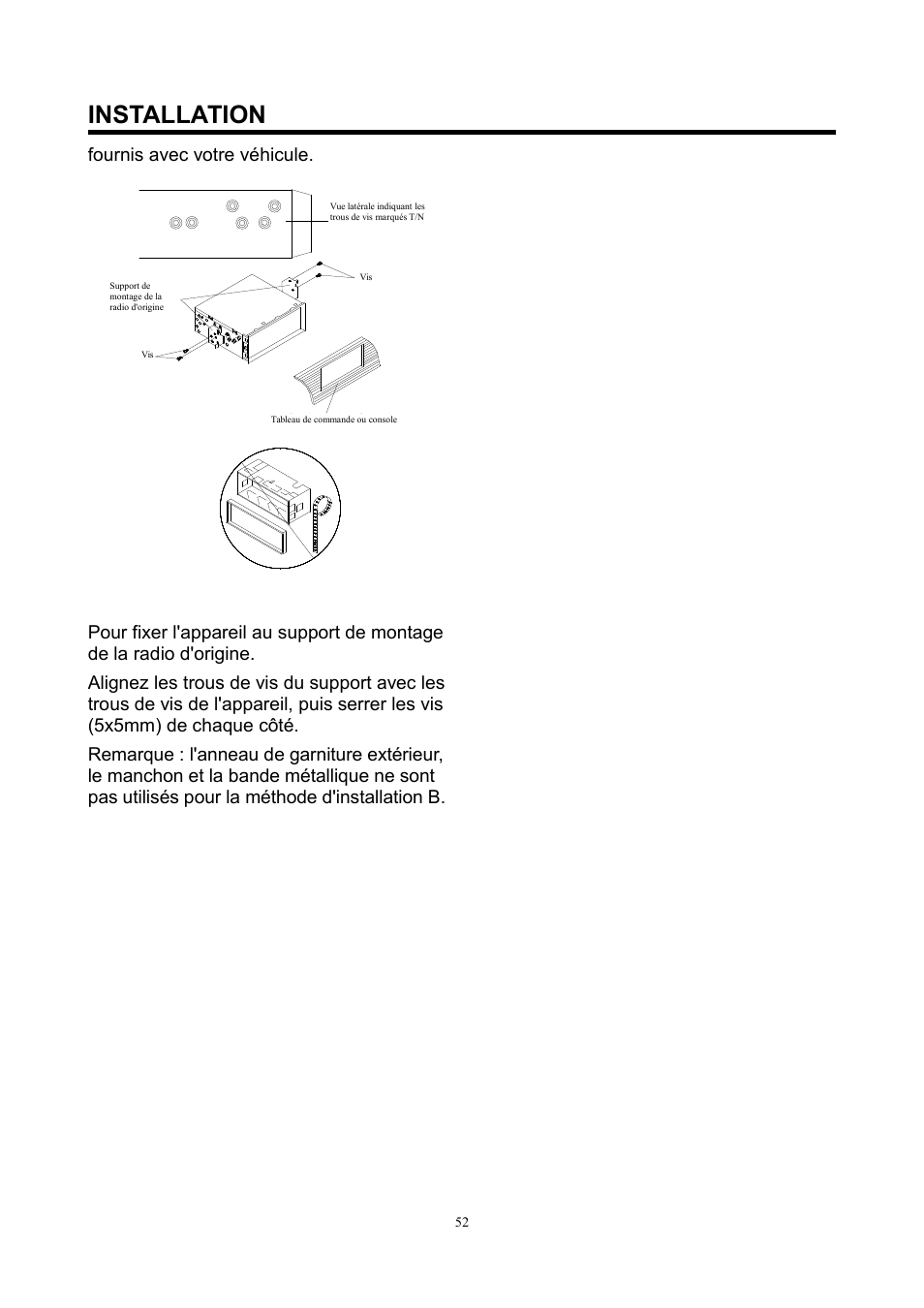 Installation, Fournis avec votre véhicule | Lenco CS-420 User Manual | Page 52 / 80