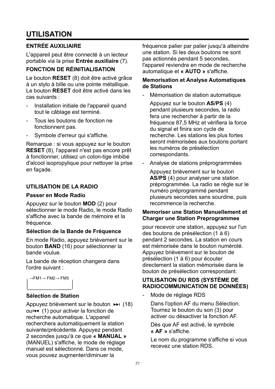 Utilisation | Lenco CS-420 User Manual | Page 57 / 80