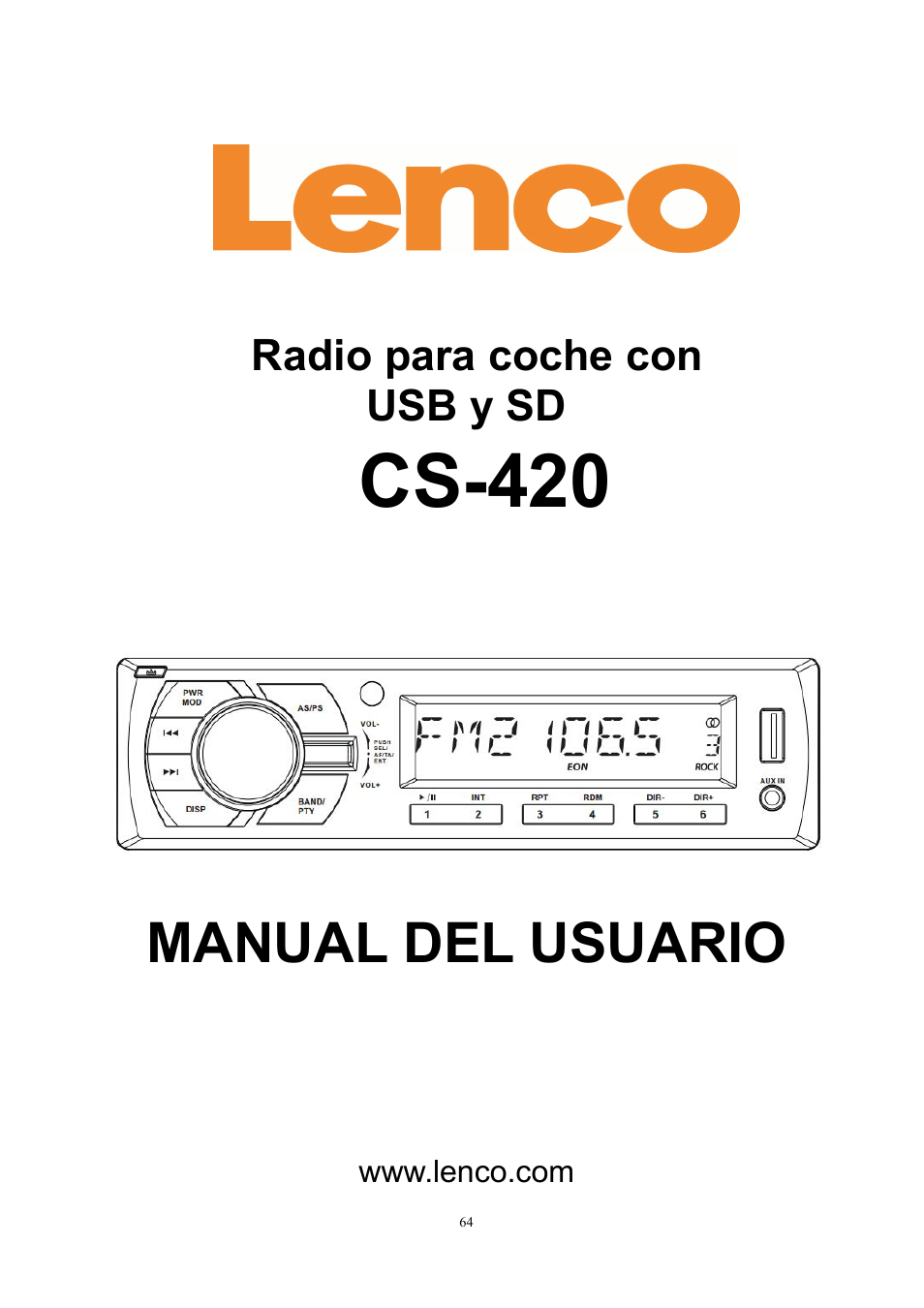 Cs-420, Manual del usuario | Lenco CS-420 User Manual | Page 64 / 80