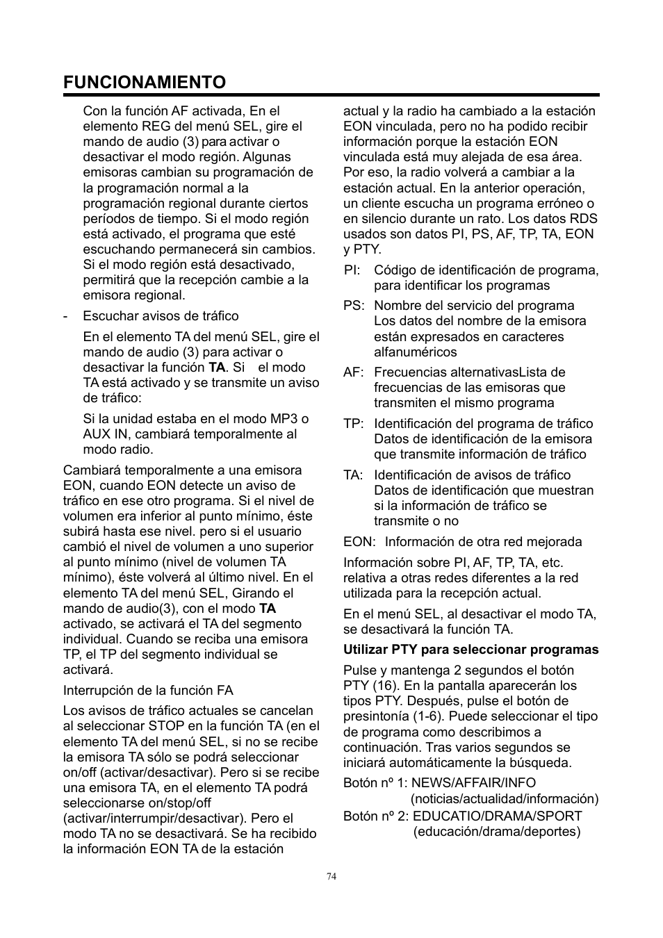 Funcionamiento | Lenco CS-420 User Manual | Page 74 / 80