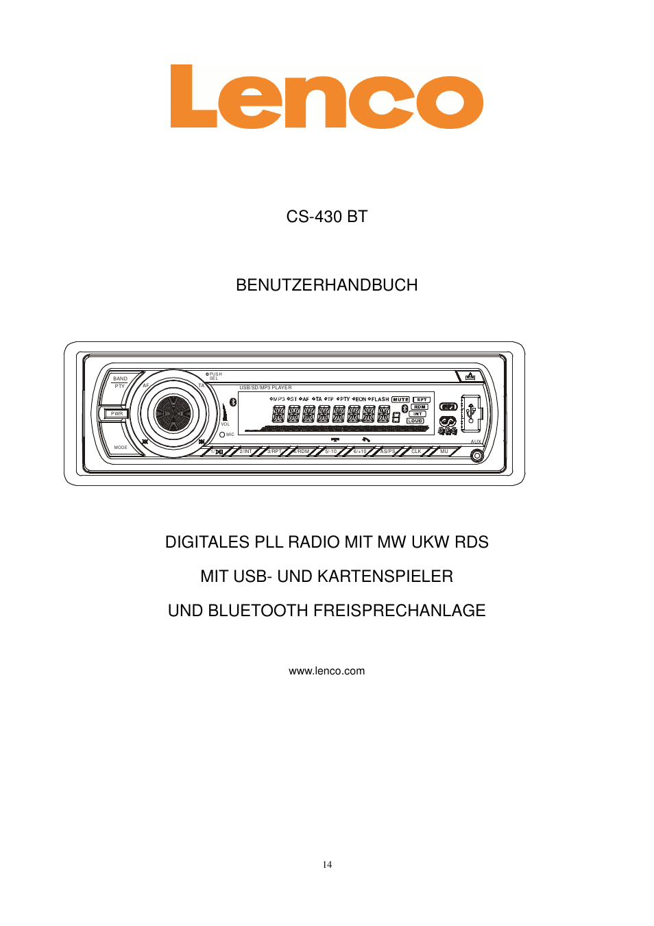 Cs-430 bt benutzerhandbuch | Lenco CS-430 BT User Manual | Page 15 / 71