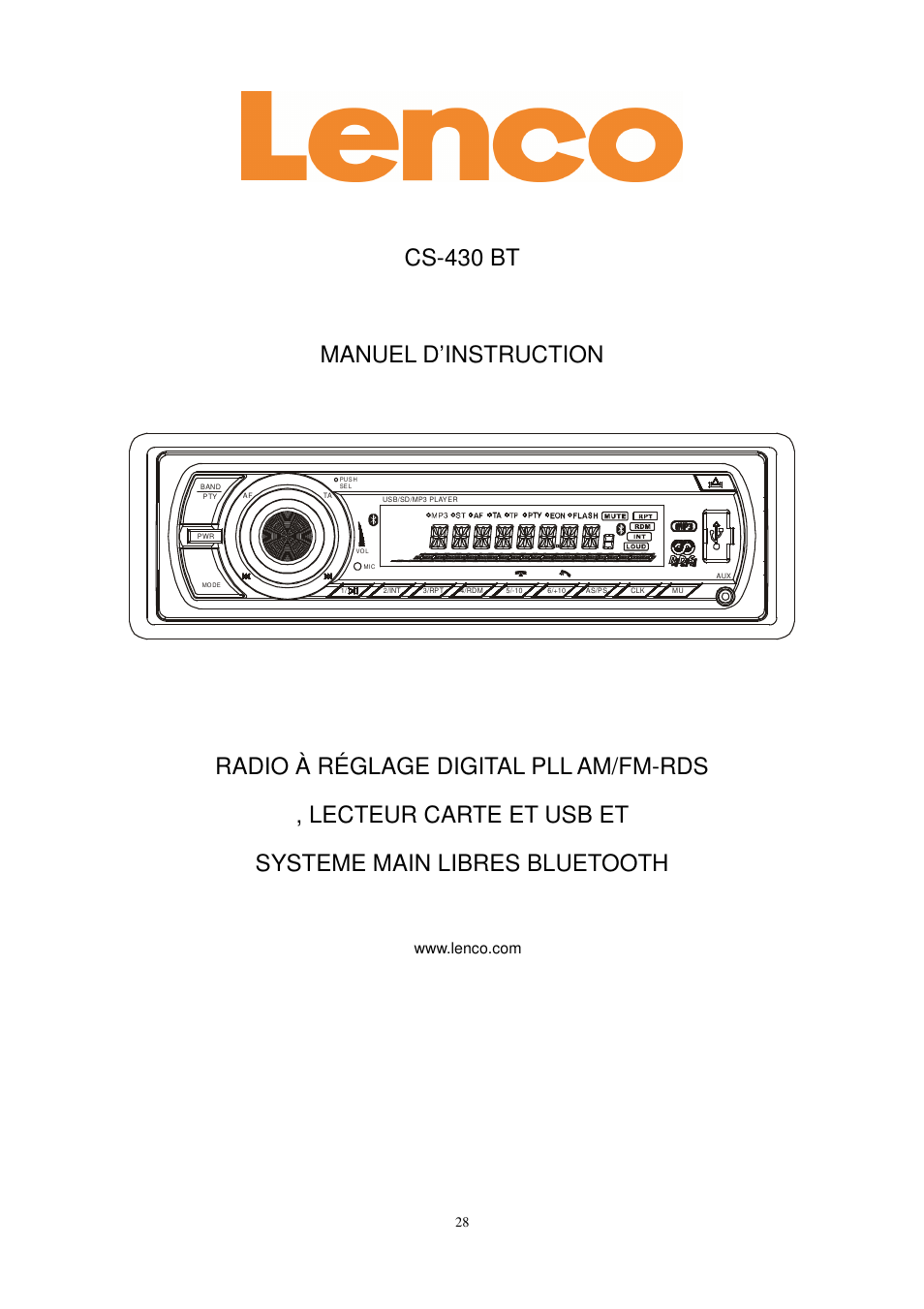 Cs-430 bt manuel d’instruction | Lenco CS-430 BT User Manual | Page 29 / 71