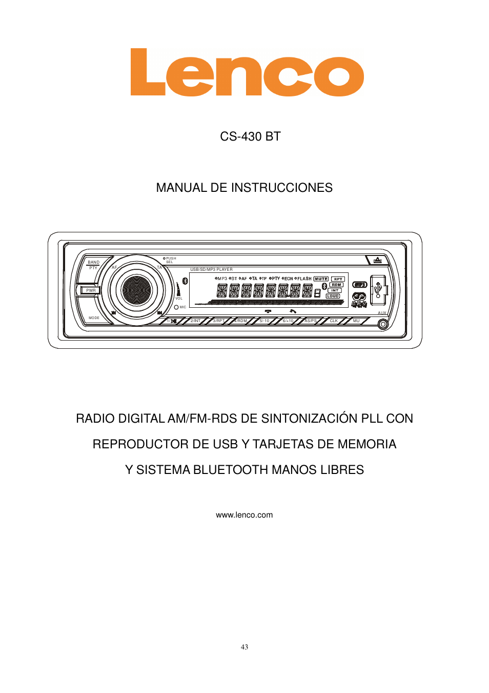 Cs-430 bt manual de instrucciones | Lenco CS-430 BT User Manual | Page 44 / 71