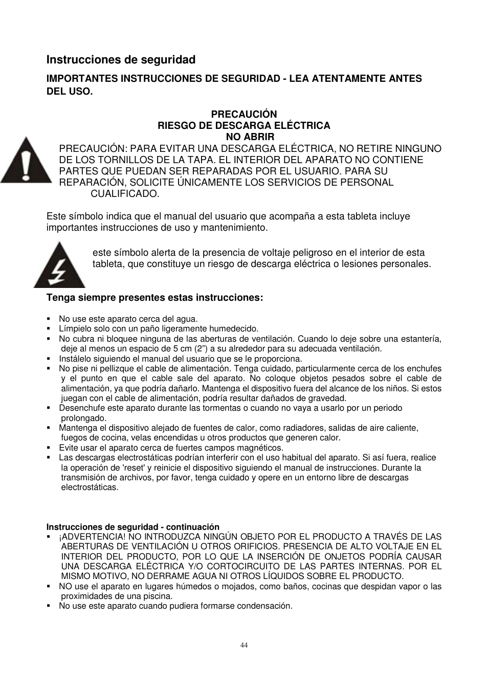 Instrucciones de seguridad | Lenco CS-430 BT User Manual | Page 45 / 71