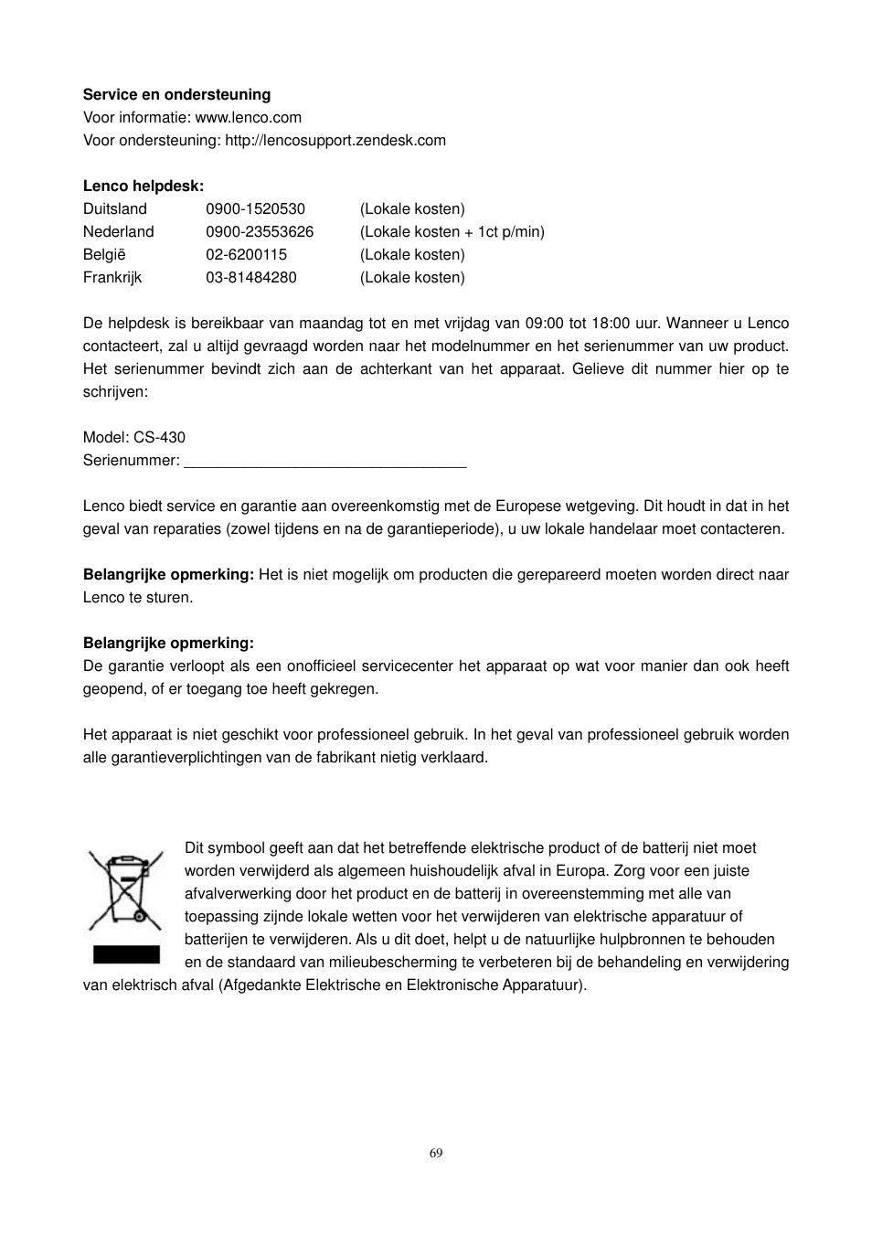 Lenco CS-430 BT User Manual | Page 70 / 71