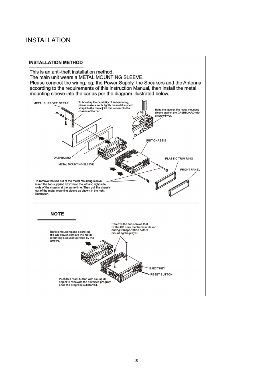 Installation | Lenco CS-450 CD User Manual | Page 11 / 62