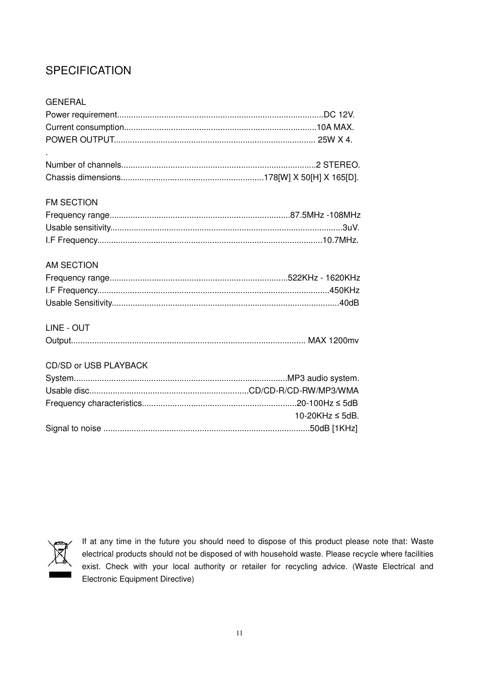 Lenco CS-450 CD User Manual | Page 12 / 62