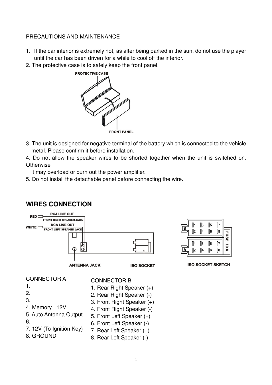 Wires connection | Lenco CS-450 CD User Manual | Page 2 / 62