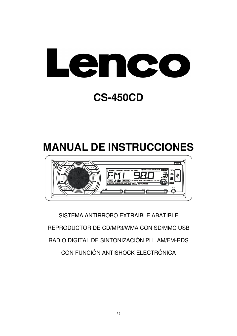 Cs-450cd manual de instrucciones | Lenco CS-450 CD User Manual | Page 38 / 62