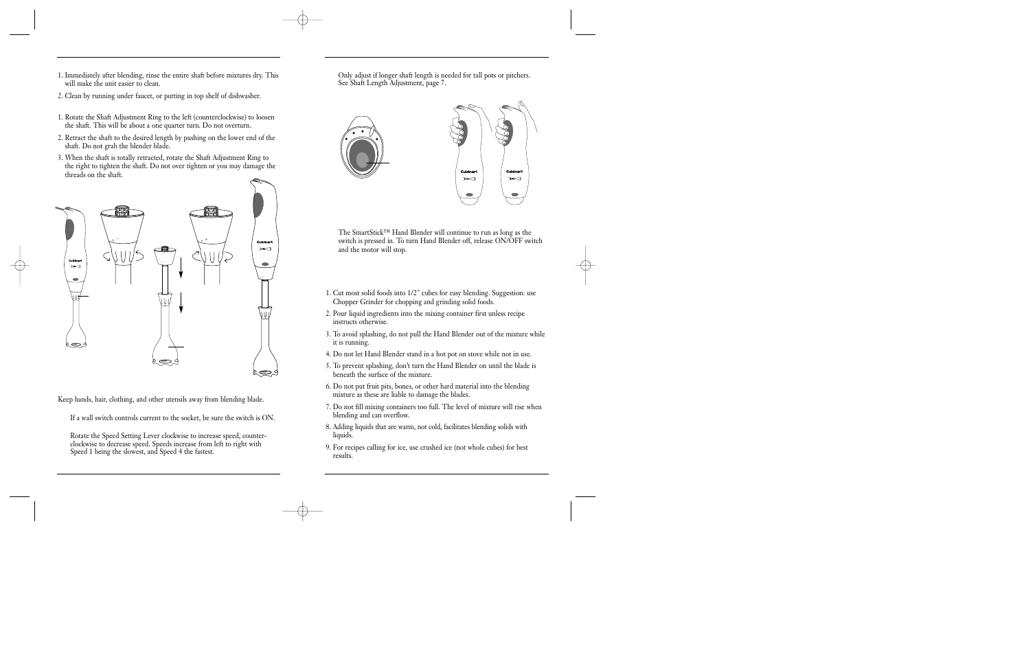 Hand blender operation, Helpful hints | Cuisinart CSB-55 User Manual | Page 5 / 15