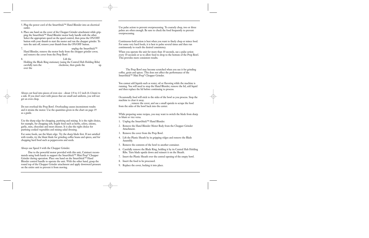 Chopper grinder tips for processing food | Cuisinart CSB-55 User Manual | Page 9 / 15