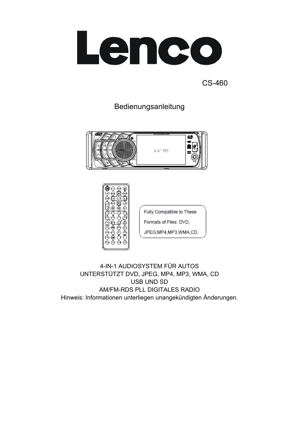 Cs-460, Bedienungsanleitung | Lenco CS-460 User Manual | Page 27 / 129