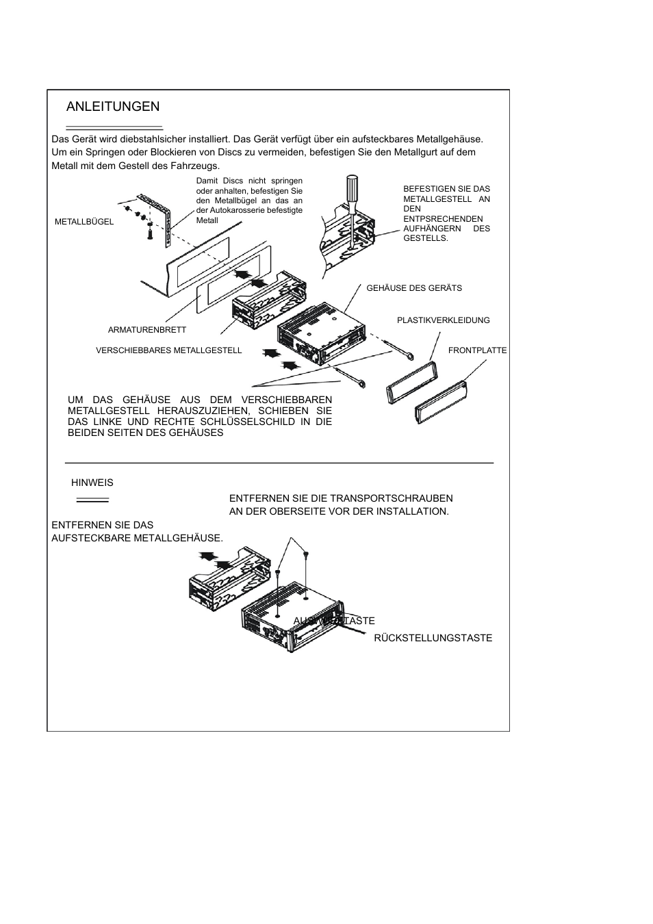 8 installation des geräts anleitungen | Lenco CS-460 User Manual | Page 34 / 129