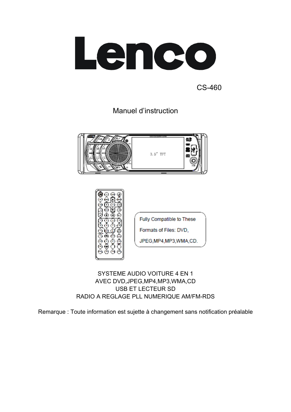 Cs-460, Manuel d’instruction | Lenco CS-460 User Manual | Page 53 / 129