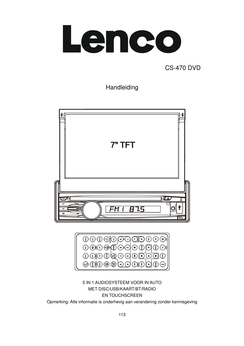 Cs-470 dvd, Handleiding | Lenco CS-470 DVD User Manual | Page 114 / 141