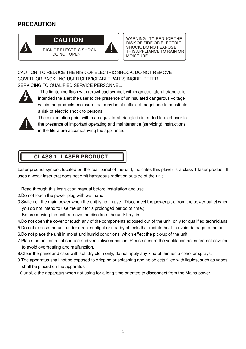 Caution, Precaution | Lenco CS-470 DVD User Manual | Page 2 / 141